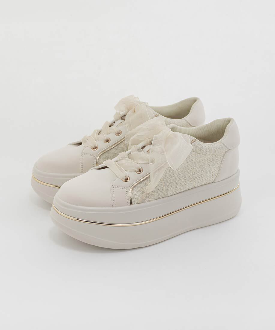  「2WAY シアーリボンプラットフォームスニーカー」|スニーカー|