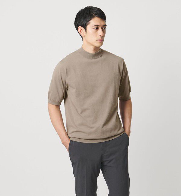 UNITED ARROWS「ショートスリーブ モックネック ニットTシャツ UA COZY ウォッシャブル 抗菌防臭」|Tシャツ・カットソー|