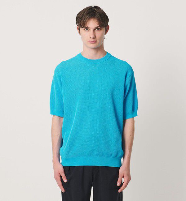 UNITED ARROWS「シャーリーカーン バーズアイ ショートスリーブ クルーネック ニットTシャツ」|ニット・セーター|