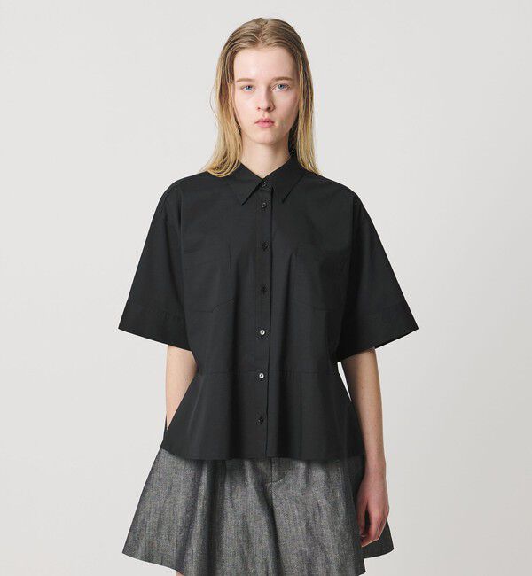 AEWEN MATOPH「＜AEWEN MATOPH＞ペプラムショートスリーブシャツ ウォッシャブル」|シャツ・ブラウス|BLACK