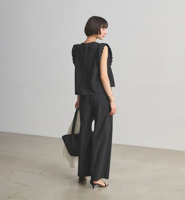 UNITED ARROWS「スカラップ フリル オールインワン パンツ ‐はっ水 UVカット 防しわ ウォッシャブル‐」|オールインワン|