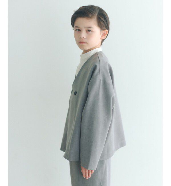 UNITED ARROWS green label relaxing「ノーカラージャケット + タックパンツ セット / キッズ 140cm-160cm」|テーラードジャケット|MD.GRAY