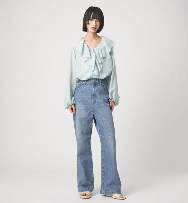 EMMEL REFINES「＜EMMEL REFINES＞EM ハイウエスト ルーズ フレアデニム パンツ」|チノ|