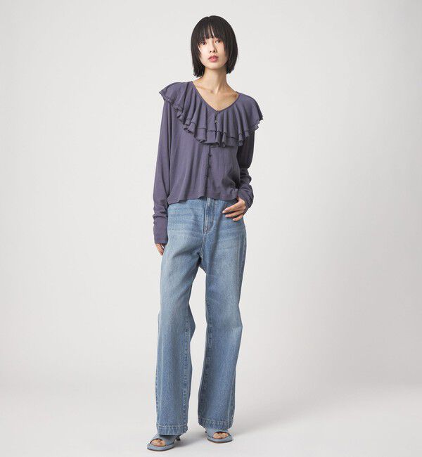 EMMEL REFINES「＜EMMEL REFINES＞EM ハイウエスト ルーズ フレアデニム パンツ」|チノ|