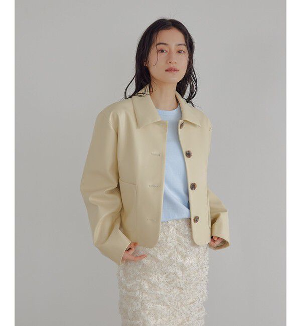 EMMEL REFINES「＜EMMEL REFINES＞EM レザーライク ショートブルゾン」|その他|NATURAL
