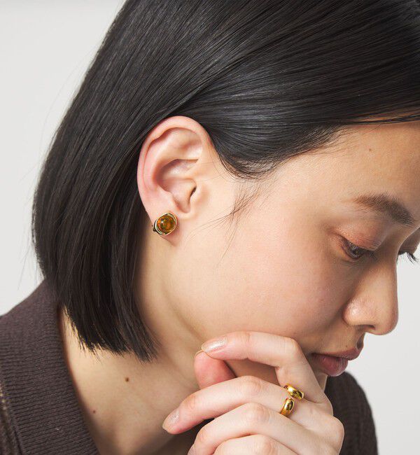 UNITED ARROWS green label relaxing「オーバルマーブル＆メタルフレーム イヤリング」|ピアス|MD.BROWN