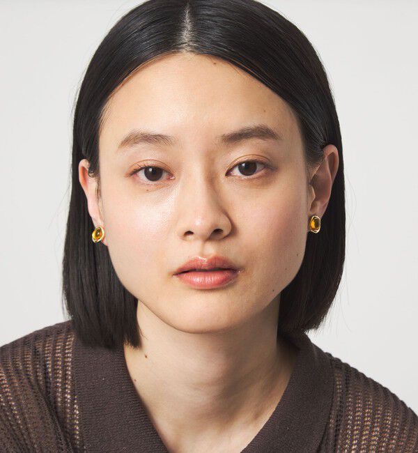 UNITED ARROWS green label relaxing「オーバルマーブル＆メタルフレーム イヤリング」|ピアス|