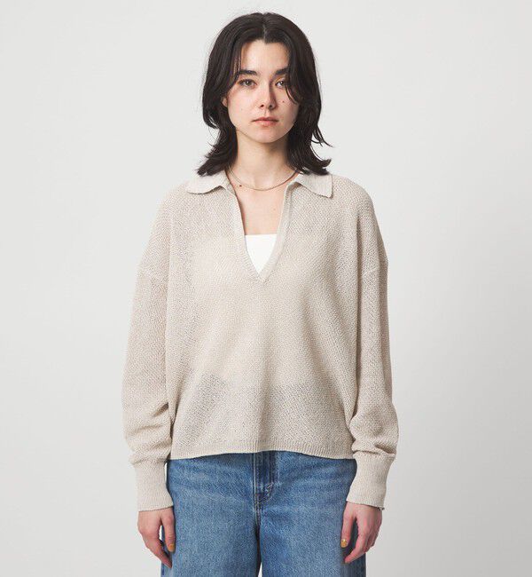 UNITED ARROWS green label relaxing「メランジ スキッパー プルオーバー ウォッシャブル」|ニット・セーター|