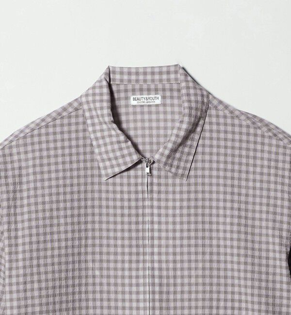 BEAUTY&YOUTH UNITED ARROWS「シャーリング チェック ジップシャツ」|シャツ・ブラウス|