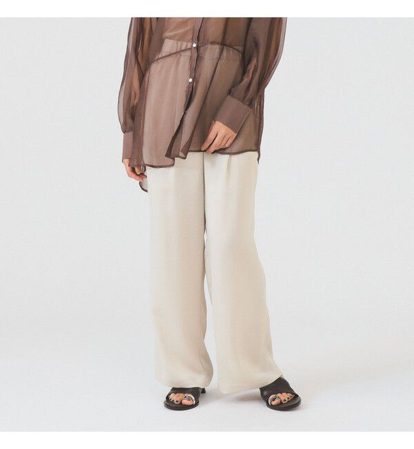 Ray BEAMS 「サテン ギャザー イージー パンツ」|チノ|IVORY