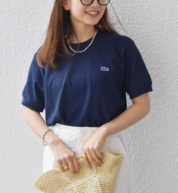 SHIPS any「【SHIPS any別注】LACOSTE: ワンポイント ロゴ ピケ クルーネック Tシャツ 24SS◇」|Tシャツ・カットソー|