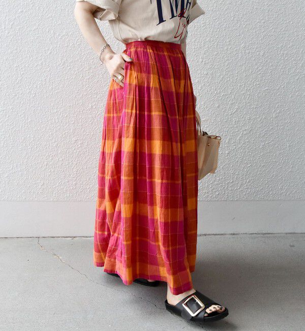 SHIPS any「SHIPS any:〈洗濯機可能〉カラー チェック ギャザー フレア スカート」|スカート|