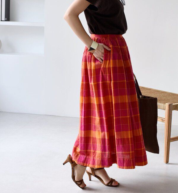 SHIPS any「SHIPS any:〈洗濯機可能〉カラー チェック ギャザー フレア スカート」|スカート|