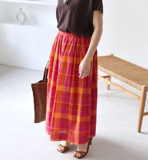 SHIPS any「SHIPS any:〈洗濯機可能〉カラー チェック ギャザー フレア スカート」|スカート|