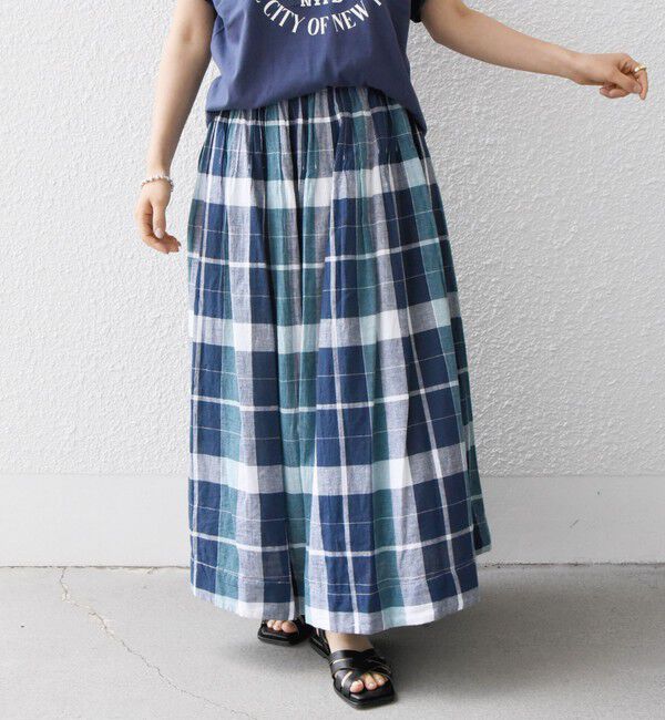 SHIPS any「SHIPS any:〈洗濯機可能〉カラー チェック ギャザー フレア スカート」|スカート|