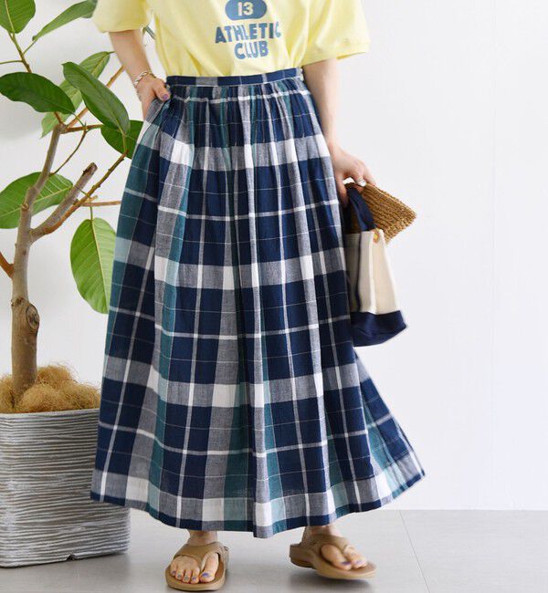 SHIPS any「SHIPS any:〈洗濯機可能〉カラー チェック ギャザー フレア スカート」|スカート|
