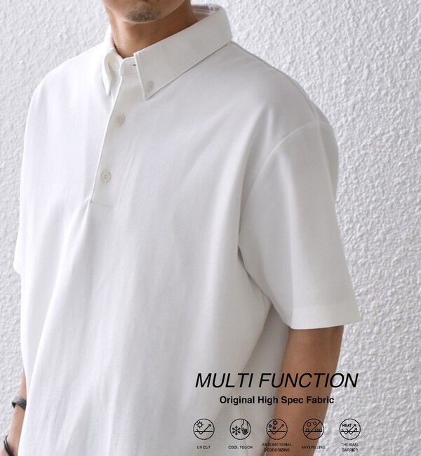 SHIPS any「SHIPS any:〈接触冷感/遮熱/UVカット機能等〉サマーファンクション 鹿の子 ボタンダウンポロシャツ◇」|ポロシャツ|ホワイト