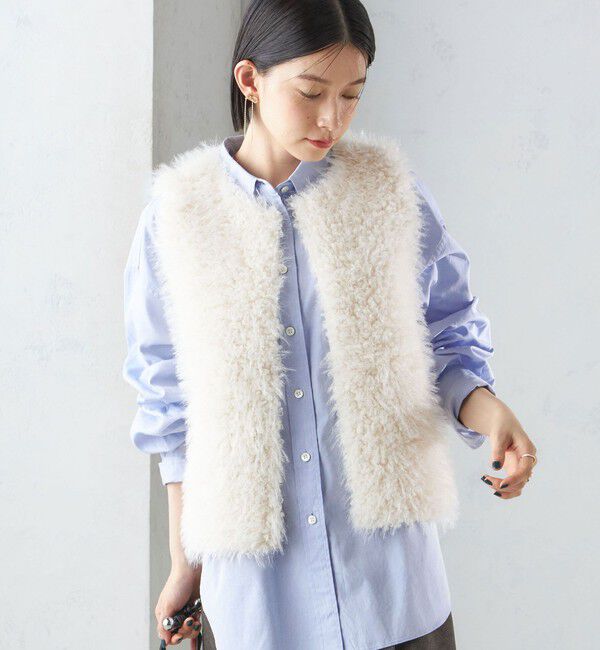 SHIPS for women「リバーシブル フェイクファー ボンディング ジレ」|ベスト・ジレ|オフホワイト