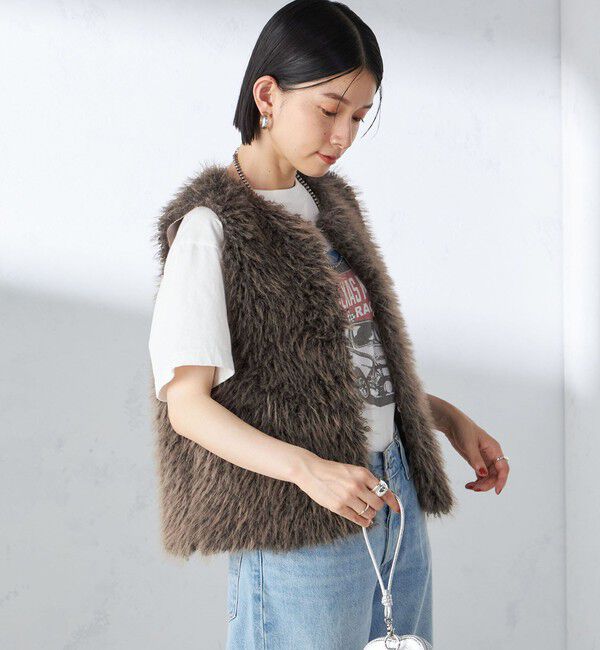 SHIPS for women「リバーシブル フェイクファー ボンディング ジレ」|ベスト・ジレ|