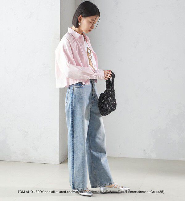 SHIPS for women「〈洗濯機可能〉ピン オックス 刺繍 クロップド シャツ」|シャツ・ブラウス|