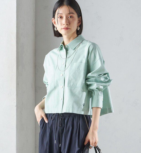 SHIPS for women「〈洗濯機可能〉ピン オックス 刺繍 クロップド シャツ」|シャツ・ブラウス|