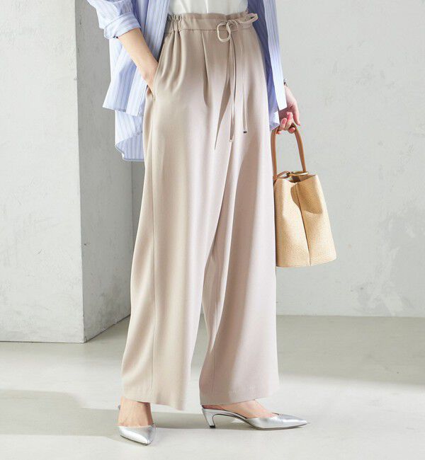 SHIPS for women「〈接触冷感 / 手洗い可能〉アセテート混 バック サテン ワイド パンツ」|その他|