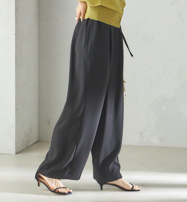 SHIPS for women「〈接触冷感 / 手洗い可能〉アセテート混 バック サテン ワイド パンツ」|その他|