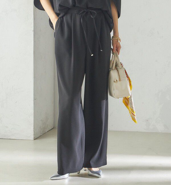 SHIPS for women「〈接触冷感 / 手洗い可能〉アセテート混 バック サテン ワイド パンツ」|その他|