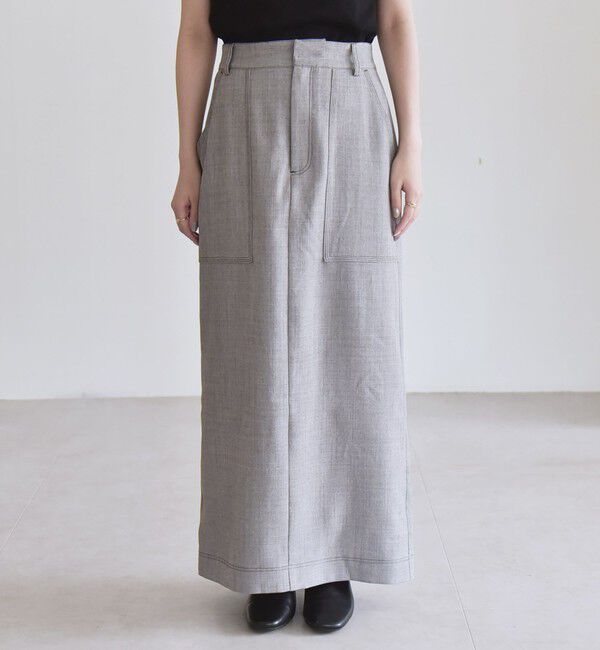 quaranciel「quaranciel:〈洗濯機可能〉ウーステッド ステッチ Iライン ロング スカート」|スカート|
