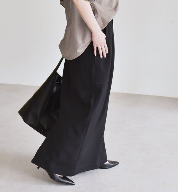 quaranciel「quaranciel:〈洗濯機可能〉ウーステッド ステッチ Iライン ロング スカート」|スカート|