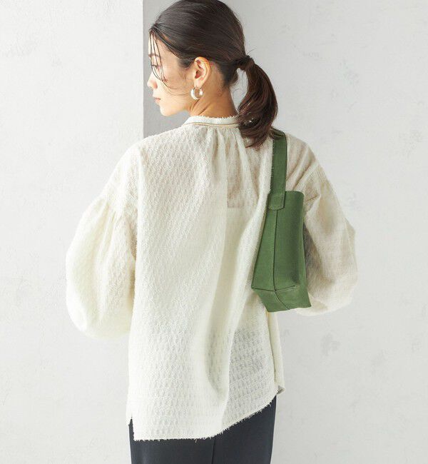 SHIPS for women「〈手洗い可能〉シアー ジャカード 袖 シャーリング ブラウス」|シャツ・ブラウス|