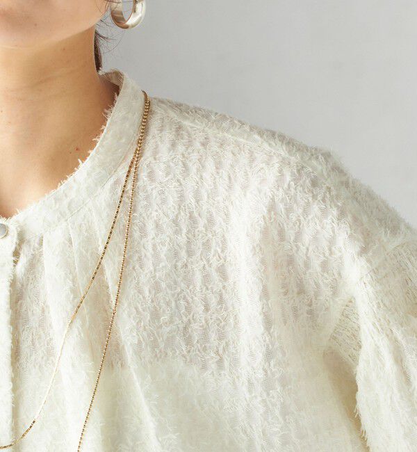 SHIPS for women「〈手洗い可能〉シアー ジャカード 袖 シャーリング ブラウス」|シャツ・ブラウス|