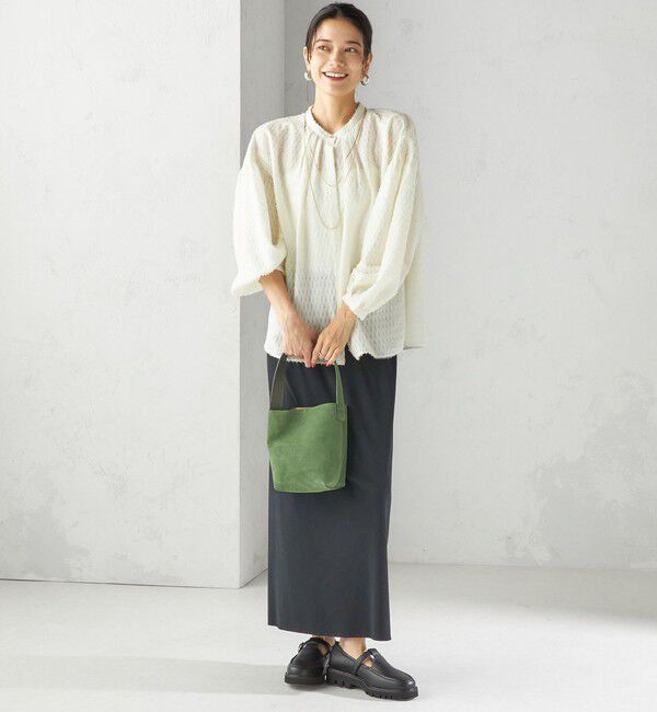 SHIPS for women「〈手洗い可能〉シアー ジャカード 袖 シャーリング ブラウス」|シャツ・ブラウス|