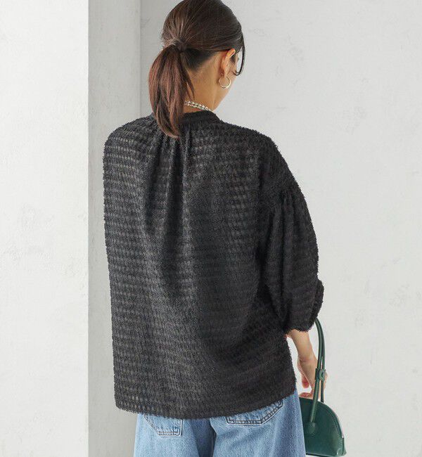 SHIPS for women「〈手洗い可能〉シアー ジャカード 袖 シャーリング ブラウス」|シャツ・ブラウス|