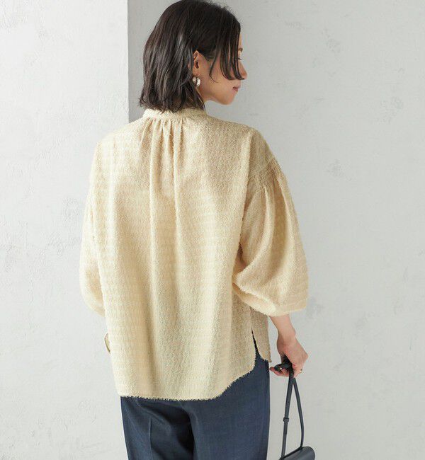 SHIPS for women「〈手洗い可能〉シアー ジャカード 袖 シャーリング ブラウス」|シャツ・ブラウス|