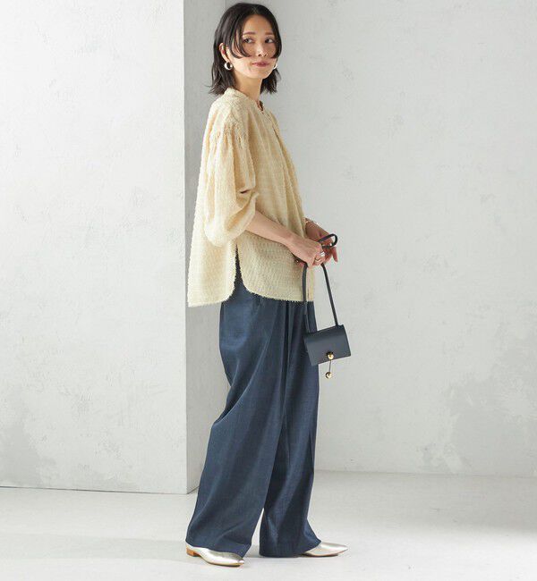 SHIPS for women「〈手洗い可能〉シアー ジャカード 袖 シャーリング ブラウス」|シャツ・ブラウス|