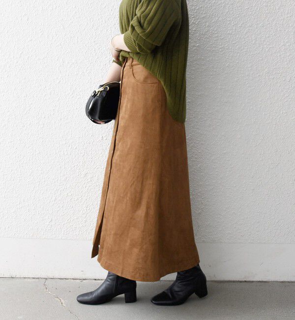 SHIPS any「SHIPS any: ポリエステル スエード フロント ボタン Aライン スカート」|スカート|