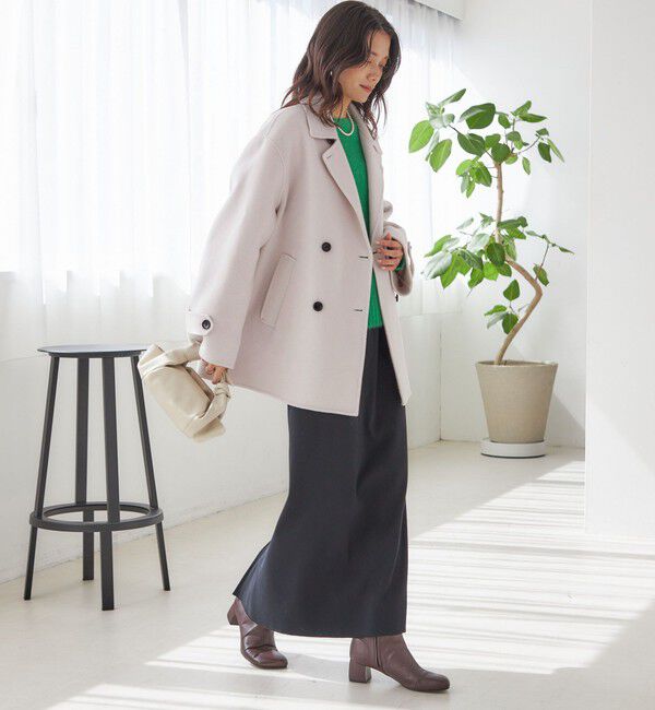 SHIPS for women「SUPER140 ダブル フェイス ショート コート」|ピーコート|