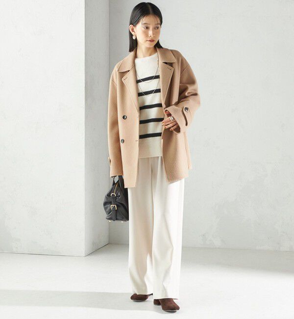 SHIPS for women「SUPER140 ダブル フェイス ショート コート」|ピーコート|