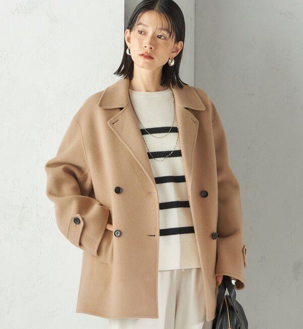 SHIPS for women「SUPER140 ダブル フェイス ショート コート」|ピーコート|