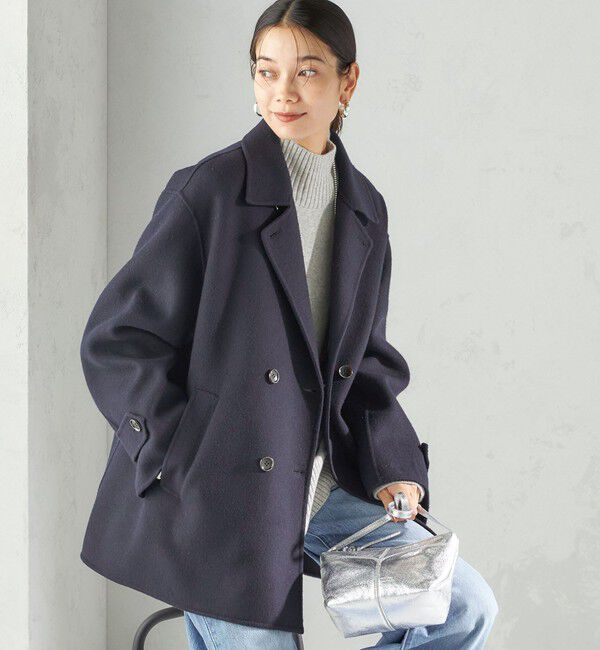 SHIPS for women「SUPER140 ダブル フェイス ショート コート」|ピーコート|