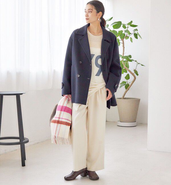 SHIPS for women「SUPER140 ダブル フェイス ショート コート」|ピーコート|