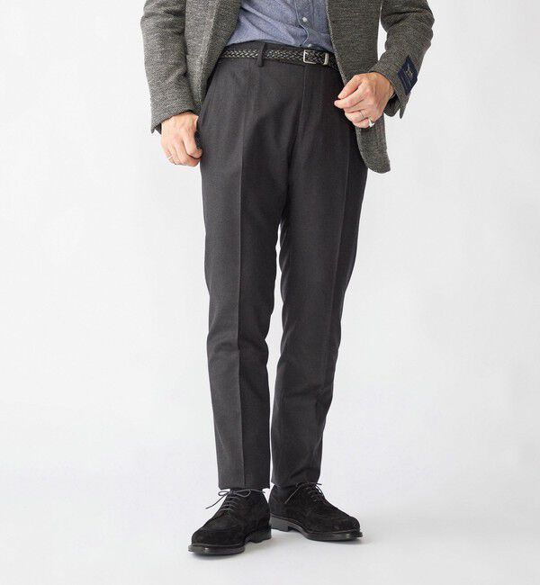 SHIPS「GERMANO: サキソニー 1プリーツ スラックス」|チノ|ダークグレー