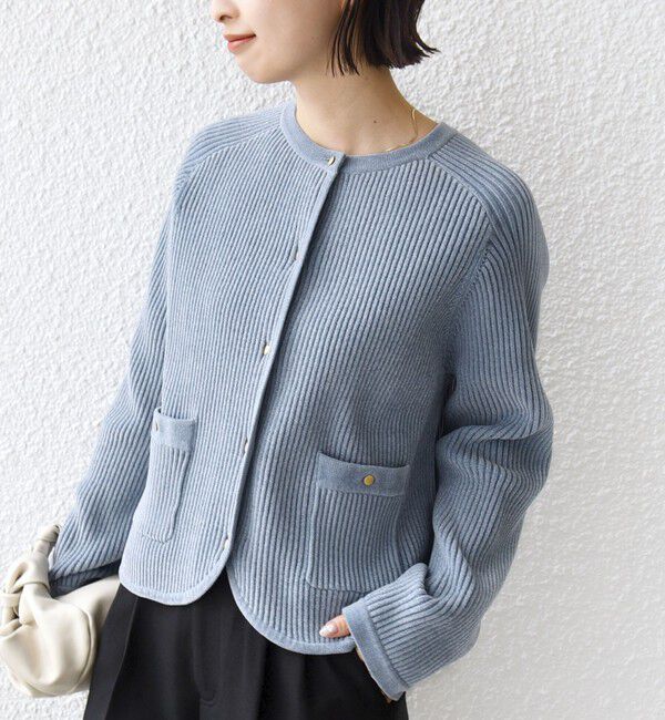 SHIPS for women「〈手洗い可能〉モール リブ クルーネック カーディガン」|カーディガン|