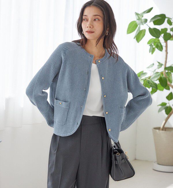 SHIPS for women「〈手洗い可能〉モール リブ クルーネック カーディガン」|カーディガン|