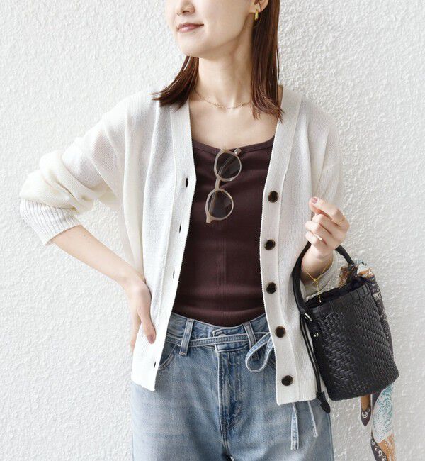 SHIPS for women「〈手洗い可能〉ブライト ペーパー Vネック ニット カーディガン」|カーディガン|