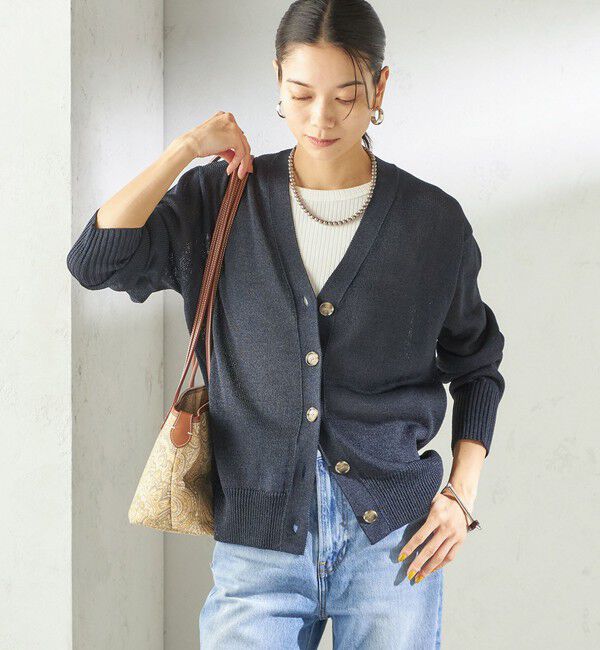 SHIPS for women「〈手洗い可能〉ブライト ペーパー Vネック ニット カーディガン」|カーディガン|