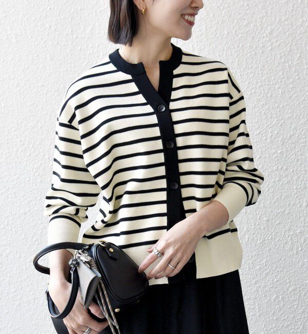 SHIPS any「SHIPS any:〈手洗い可能〉バイカラー スキッパー ニット カーディガン」|カーディガン|