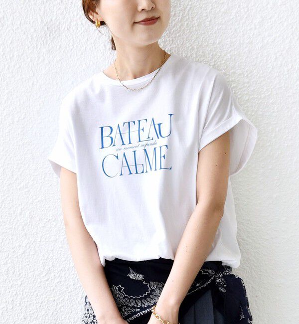 SHIPS for women「《一部追加予約》メルティ コットン プリント ロゴ ショート スリーブ Tシャツ」|Tシャツ・カットソー|