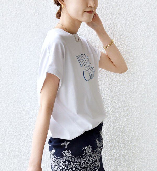 SHIPS for women「《一部追加予約》メルティ コットン プリント ロゴ ショート スリーブ Tシャツ」|Tシャツ・カットソー|